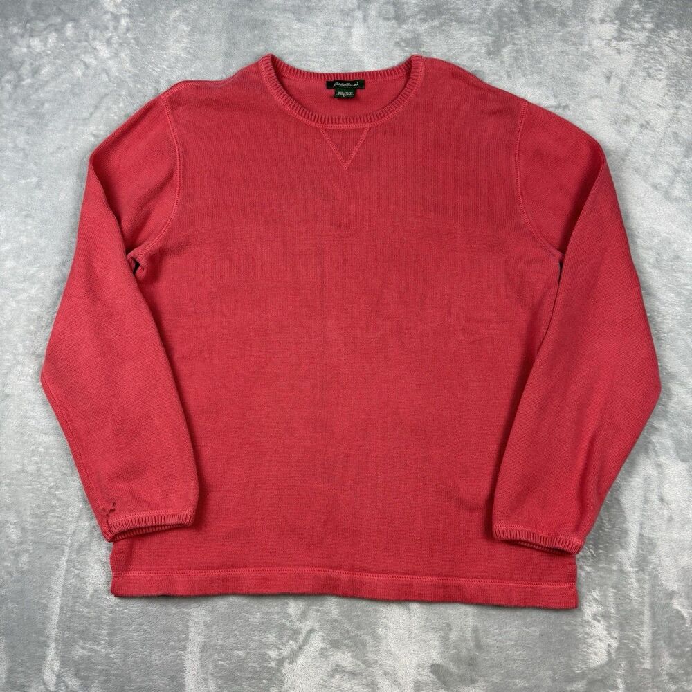 Eddie Bauer Women’s Large Hot Pink Cotton Crewneck Knit Sweater Pullover Japan